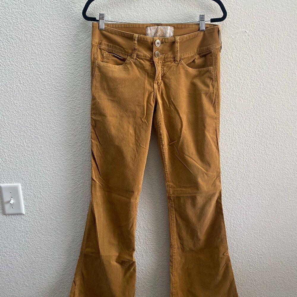 Bella Dahl Flare Leg Corduroy Pants Size 29 x 33.5 Boho Hippie Tan Gold